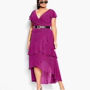 NWT City Chic Size XL Magenta Pink High Low Dress